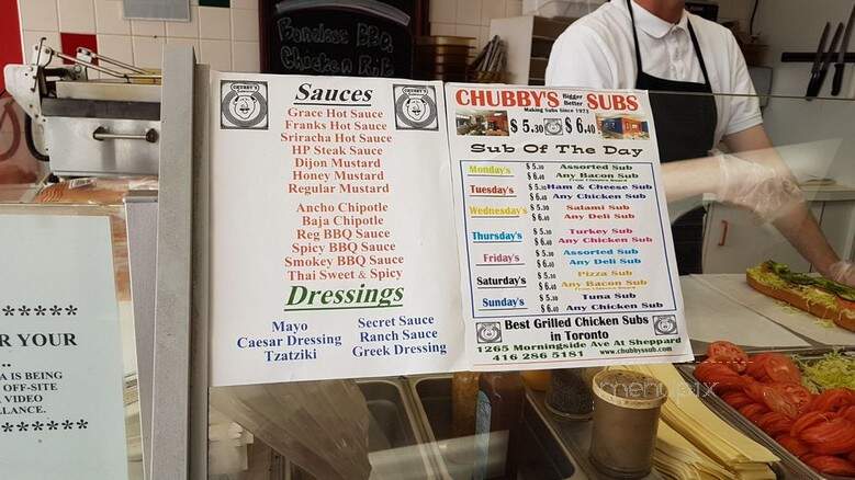 Chubby's Subs - Toronto, ON menu_pic