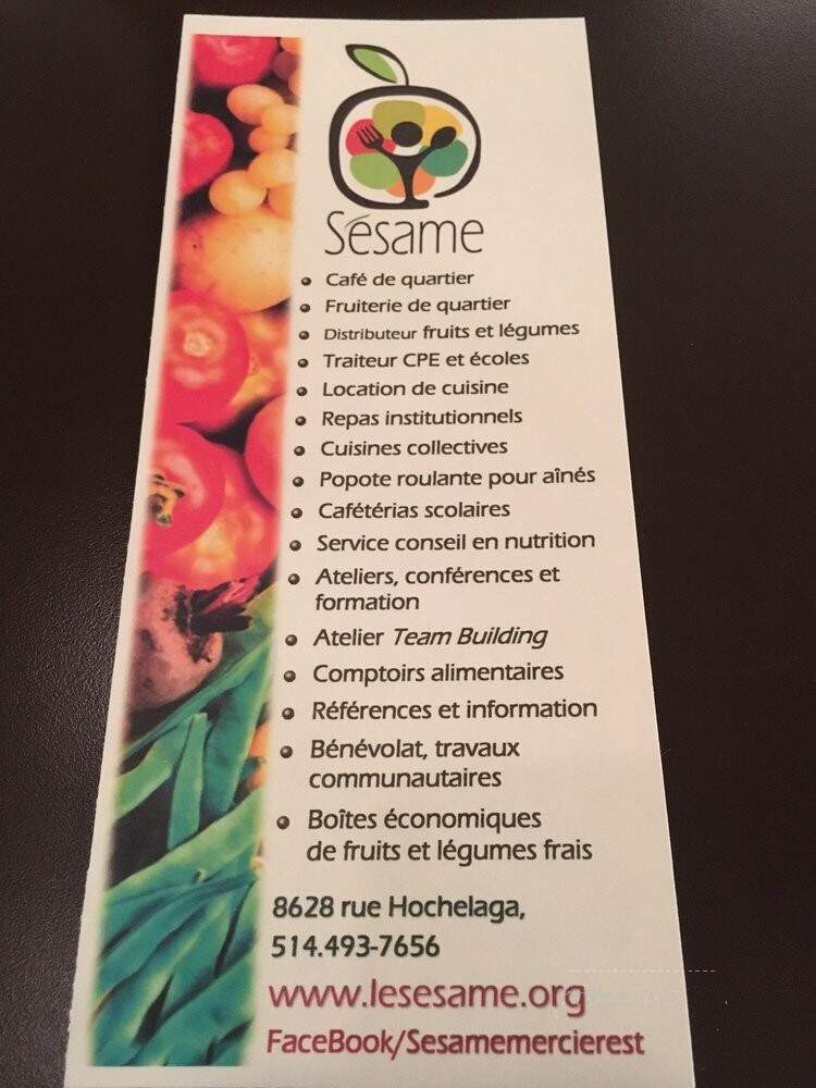 Cafe Sesame - Montreal, QC menu_pic