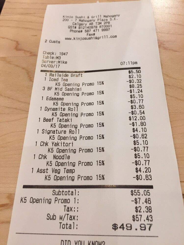 Kinjo Sushi & Grill - Calgary, AB menu_pic