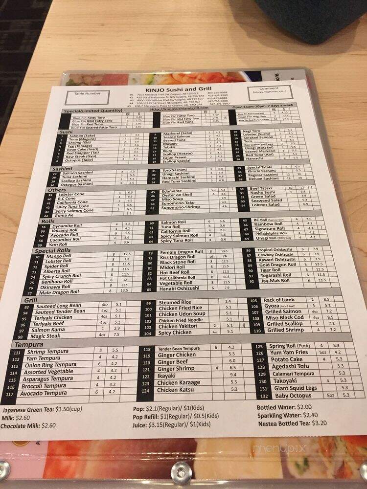 Kinjo Sushi & Grill - Calgary, AB menu_pic