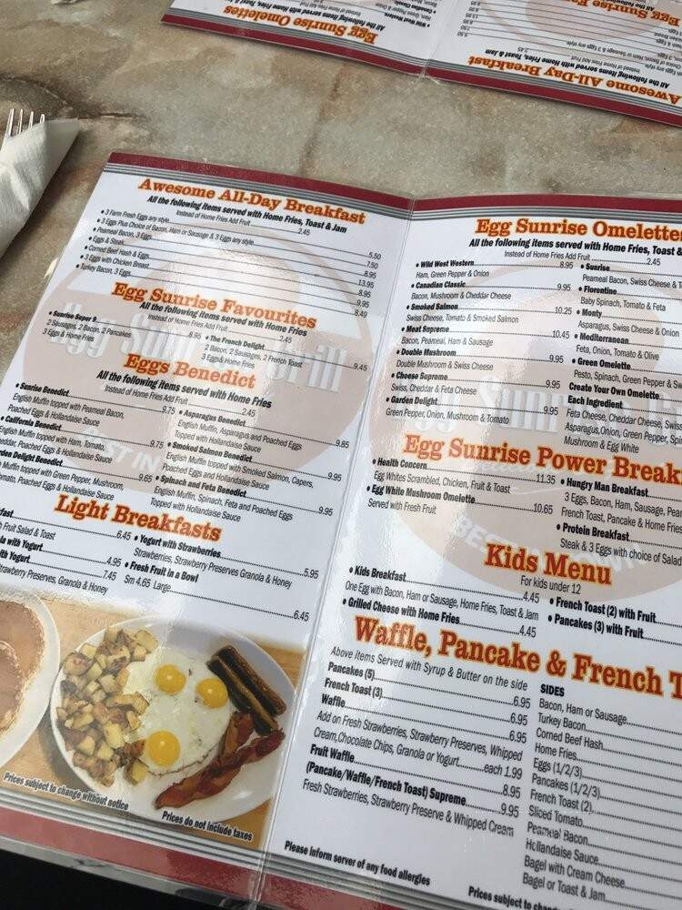 Egg Sunrise Grill - Toronto, ON menu_pic