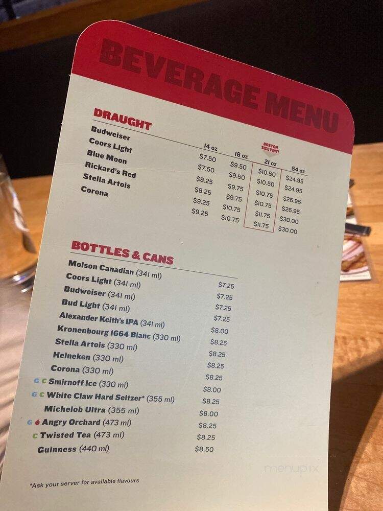 Boston Pizza - Burnaby, BC menu_pic