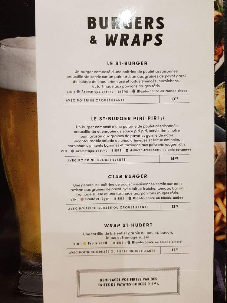 Rotisserie St-Hubert - Mont-Tremblant, QC menu_pic