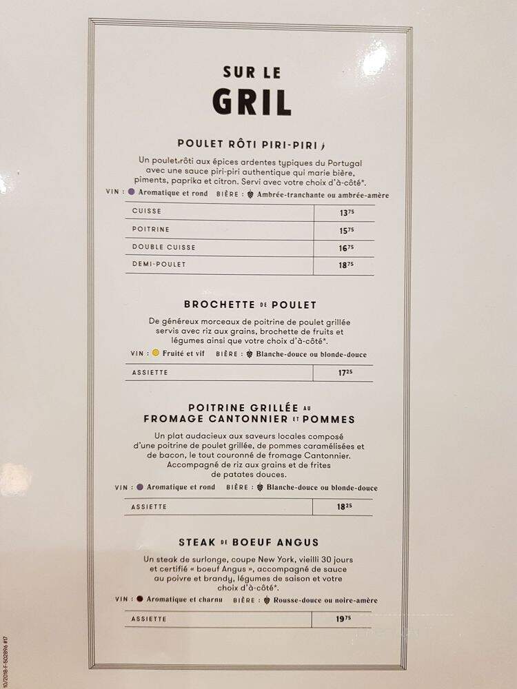 Rotisserie St-Hubert - Mont-Tremblant, QC menu_pic