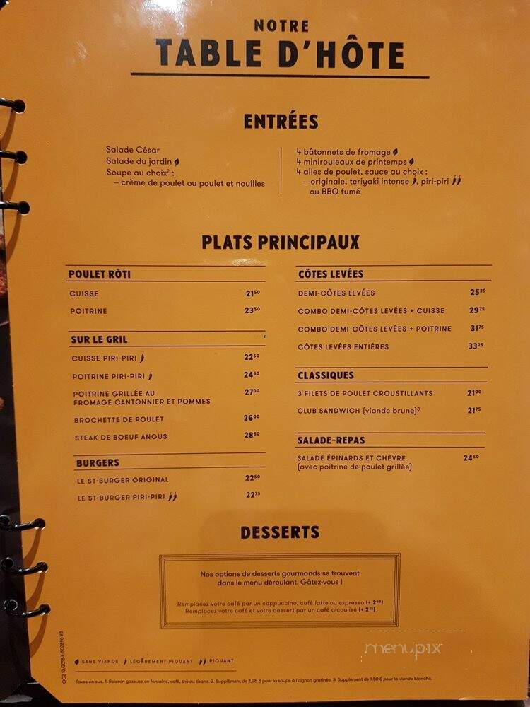 Rotisserie St-Hubert - Mont-Tremblant, QC menu_pic
