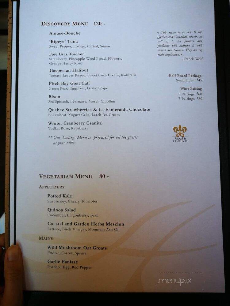 Le Hatley - North Hatley, QC menu_pic