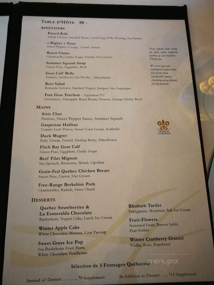 Le Hatley - North Hatley, QC menu_pic