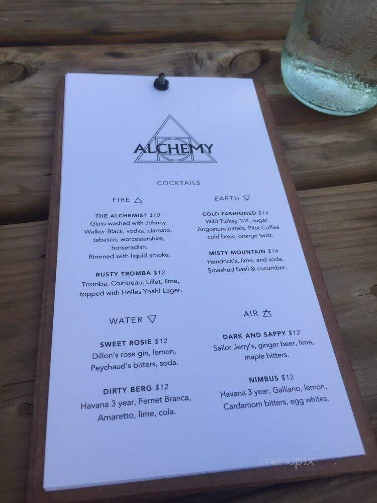 Alchemy Food & Drink - Toronto, ON menu_pic