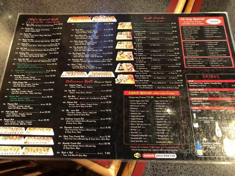 Sushi 7 - Vancouver, BC menu_pic
