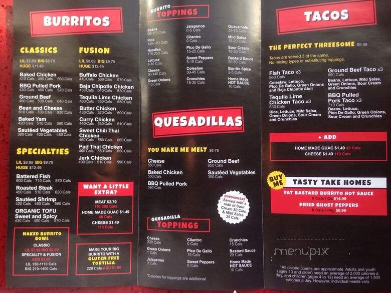Fat Bastard Burrito Co - Toronto, ON menu_pic