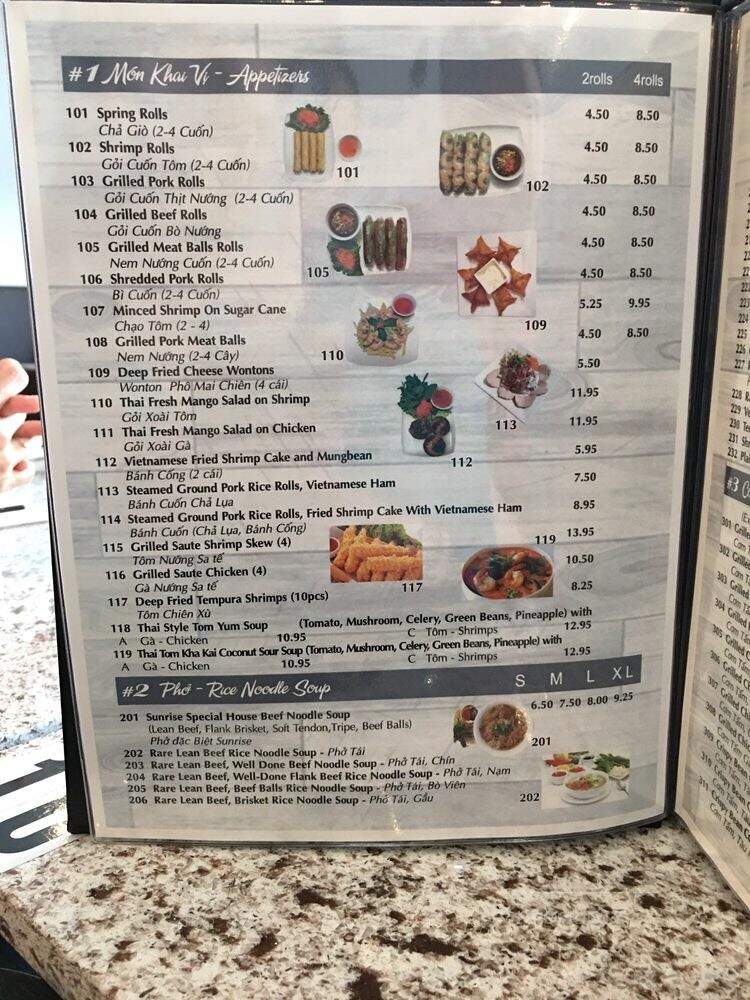 Pho Sunrise - Kitchener, ON menu_pic