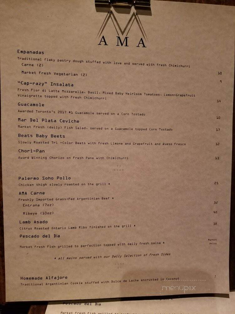 AMA - Toronto, ON menu_pic