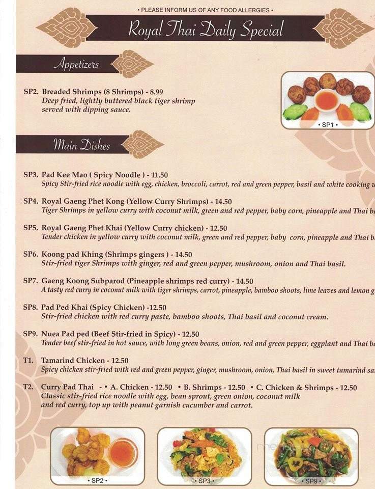 J.C. Royal Thai Cuisine - Cambridge, ON menu_pic