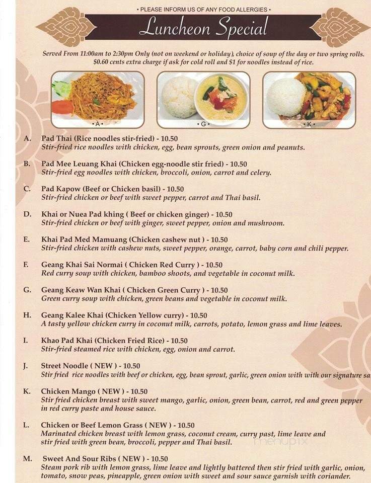 J.C. Royal Thai Cuisine - Cambridge, ON menu_pic