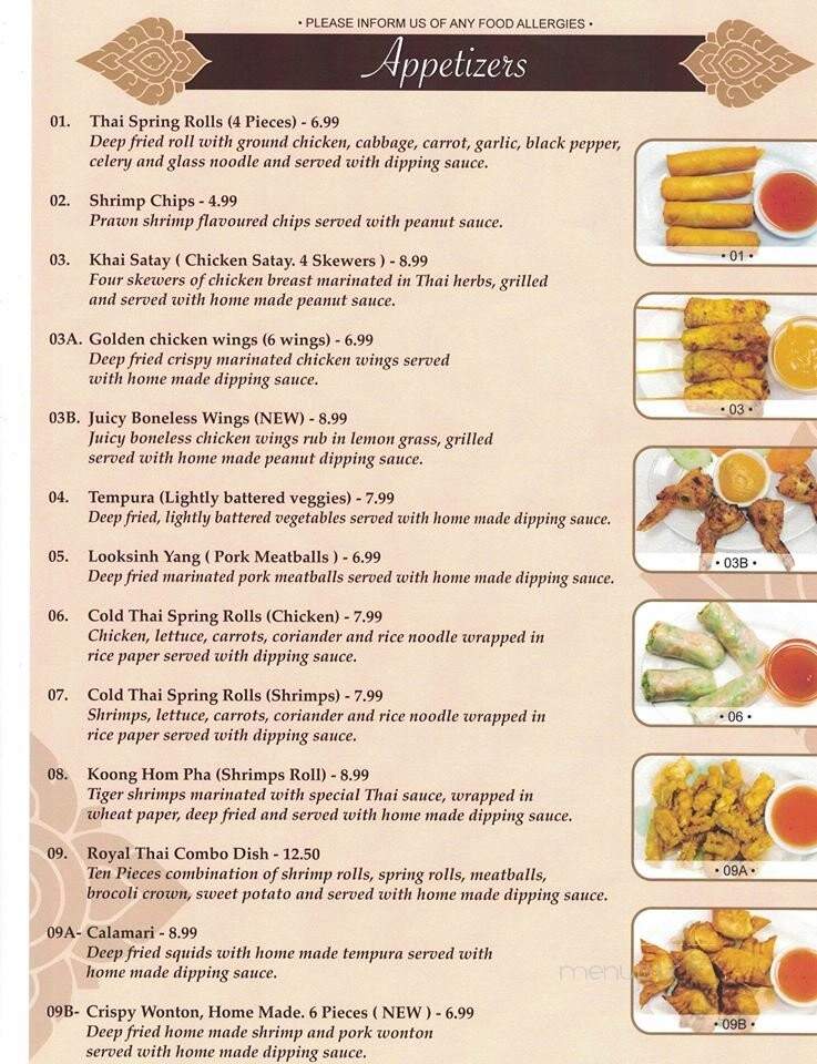 J.C. Royal Thai Cuisine - Cambridge, ON menu_pic