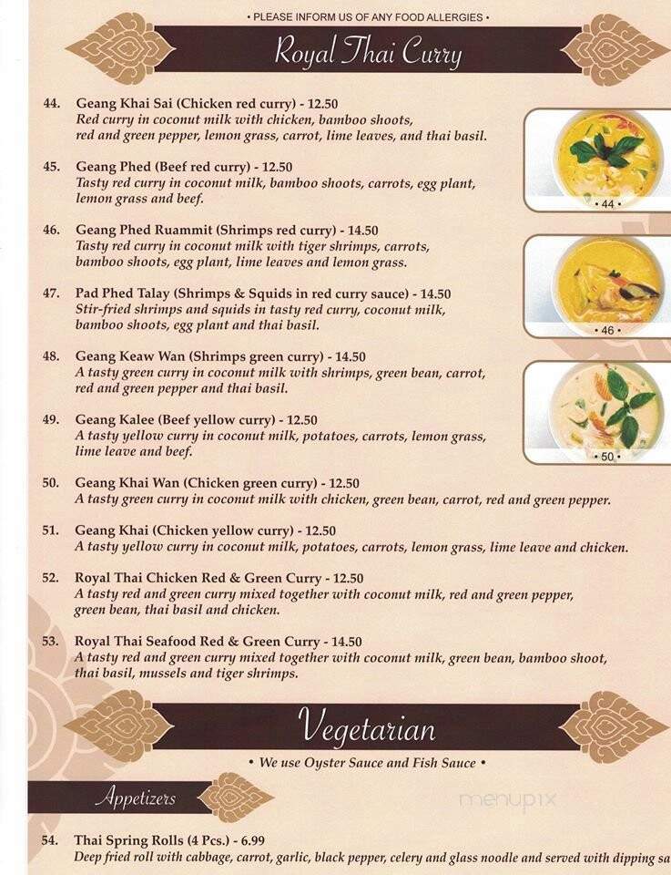J.C. Royal Thai Cuisine - Cambridge, ON menu_pic
