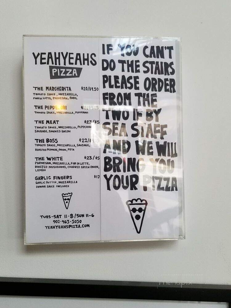Yeah Yeahs Pizza - Halifax, NS menu_pic