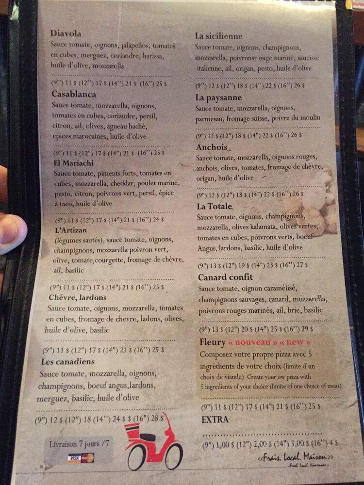 L'Artizan Pizza - Montreal, QC menu_pic