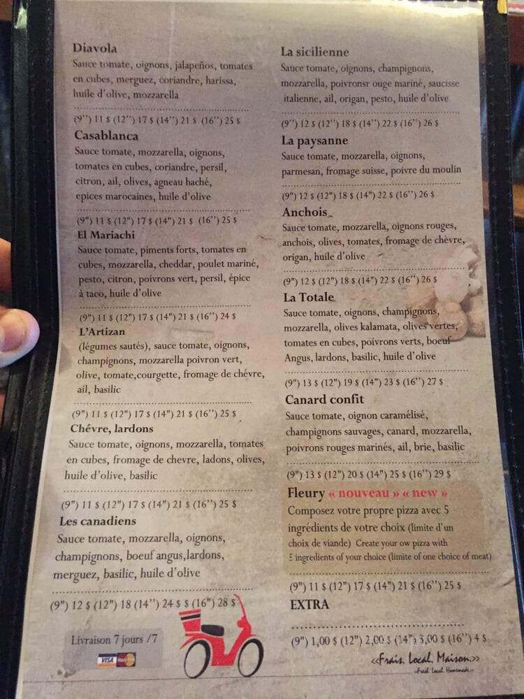 L'Artizan Pizza - Montreal, QC menu_pic
