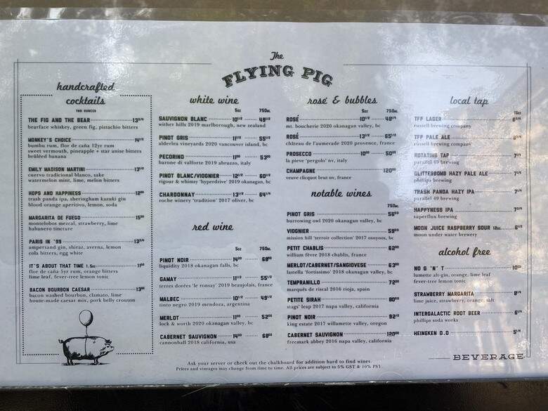 The Flying Pig - Vancouver, BC menu_pic