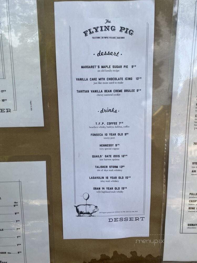 The Flying Pig - Vancouver, BC menu_pic