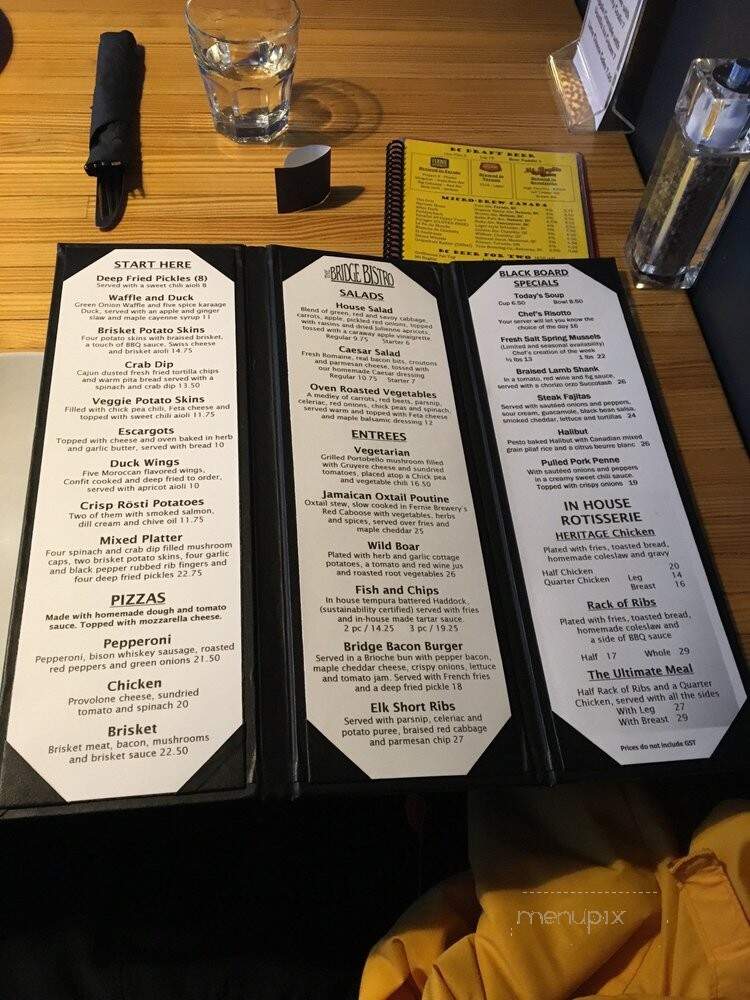 The Bridge Bistro - Fernie, BC menu_pic