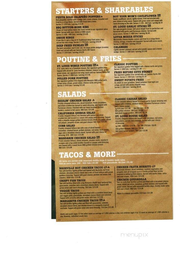 St. Louis Bar & Grill - Toronto, ON menu_pic