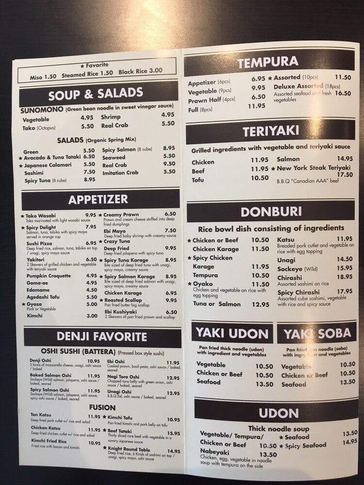 Denji Sushi - Surrey, BC menu_pic