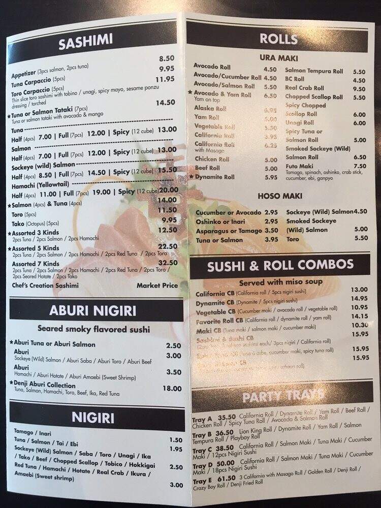 Denji Sushi - Surrey, BC menu_pic