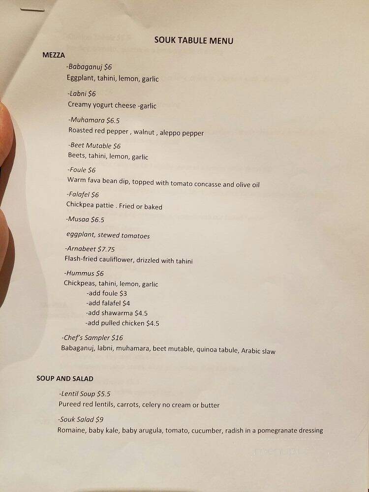 Souk Tabule - Toronto, ON menu_pic