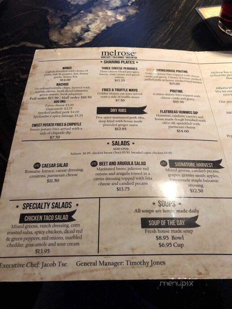 Melrose Cafe & Bar - Calgary, AB menu_pic