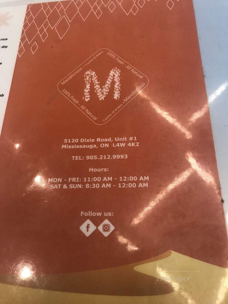 Mandillicious - Mississauga, ON menu_pic