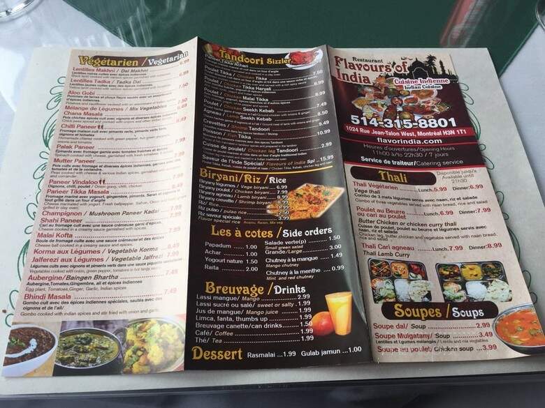 Flavours of India - Montreal, QC menu_pic