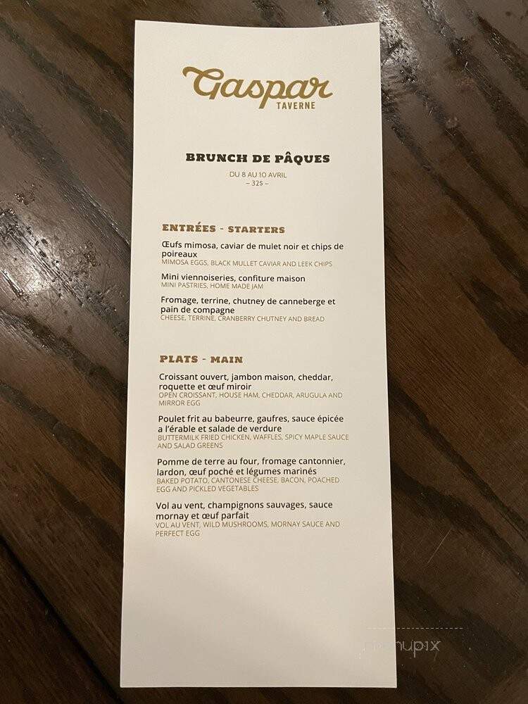 Taverne Gaspar - Montreal, QC menu_pic