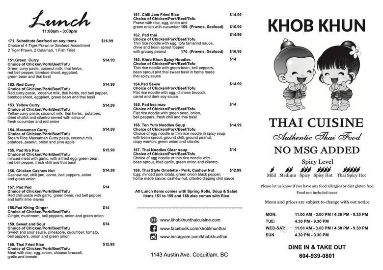 Khob Khun Thai Cuisine - Coquitlam, BC