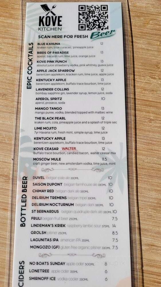 Kove Kitchen - Richmond, BC menu_pic