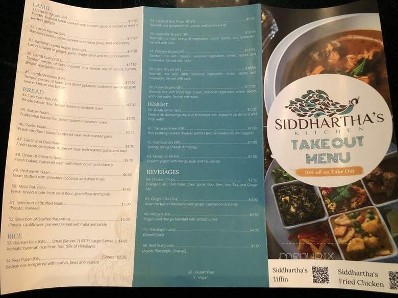 Siddhartha's Indian Kitchen - Vancouver, BC menu_pic