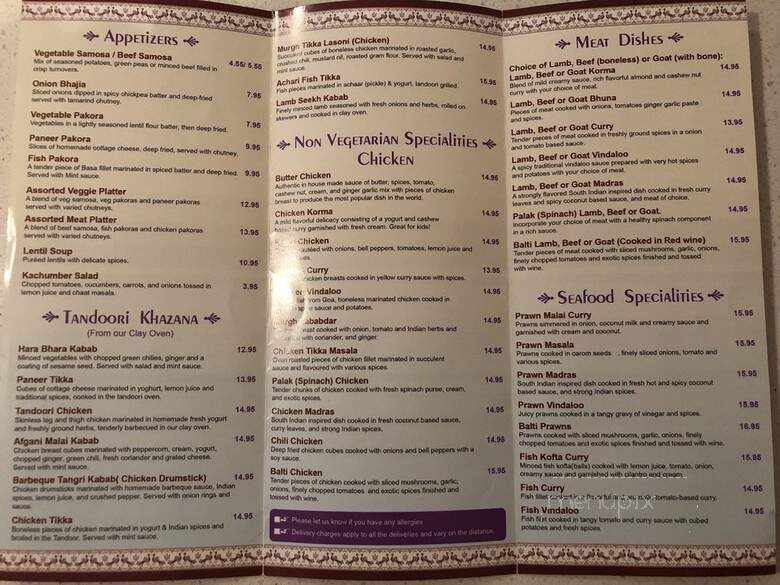 Lotus Fine Indian Cuisine - Calgary, AB menu_pic