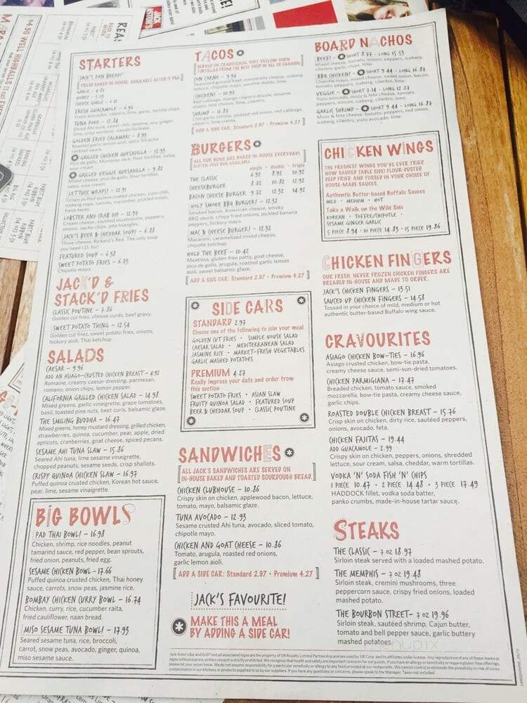 Jack Astor's - Ottawa, ON menu_pic
