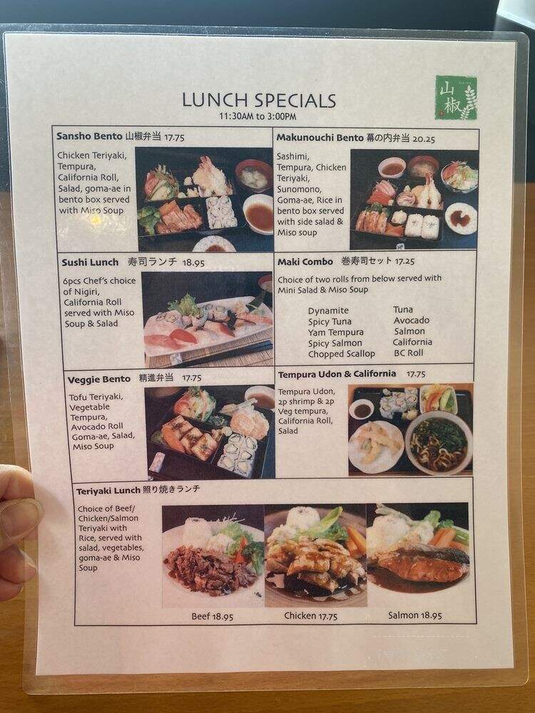Sansho Sushi & Japanese Dining - North Vancouver, BC menu_pic