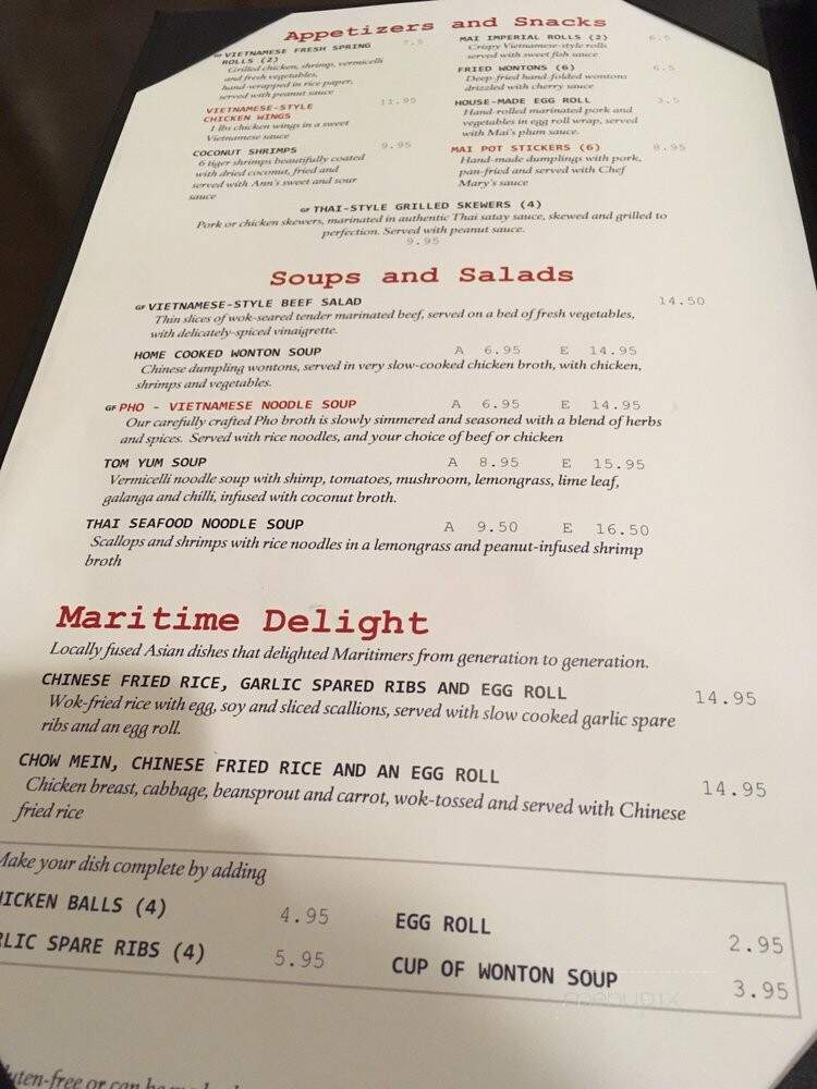Mai Asian Restaurant - Dieppe, NB menu_pic