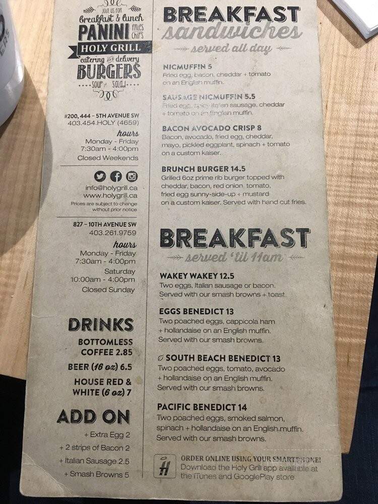 Holy Grill - Calgary, AB menu_pic