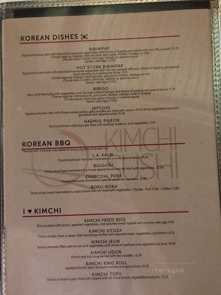 Kimchi Sushi - Winnipeg, MB menu_pic
