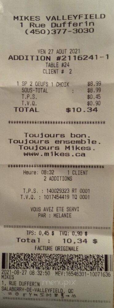 Mikes - Salaberry-de-Valleyfield, QC menu_pic