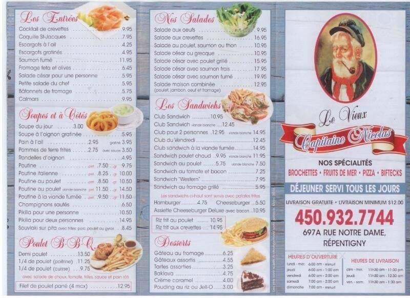 Le Vieux Capitaine Nicolas - Repentigny, QC menu_pic