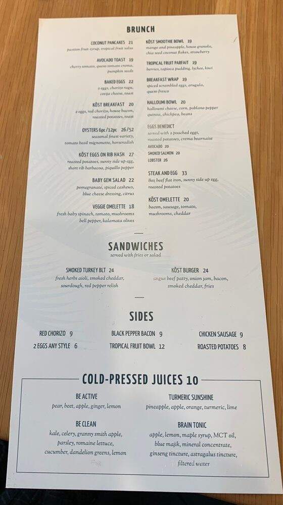 Kost - Toronto, ON menu_pic