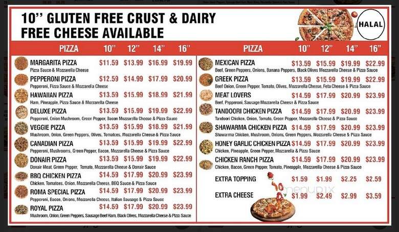Roma pizza and donair - Sherwood Park, AB menu_pic