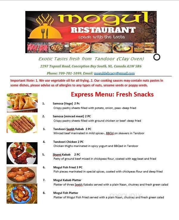 Mogul Restaurant - Conception Bay South, NL menu_pic