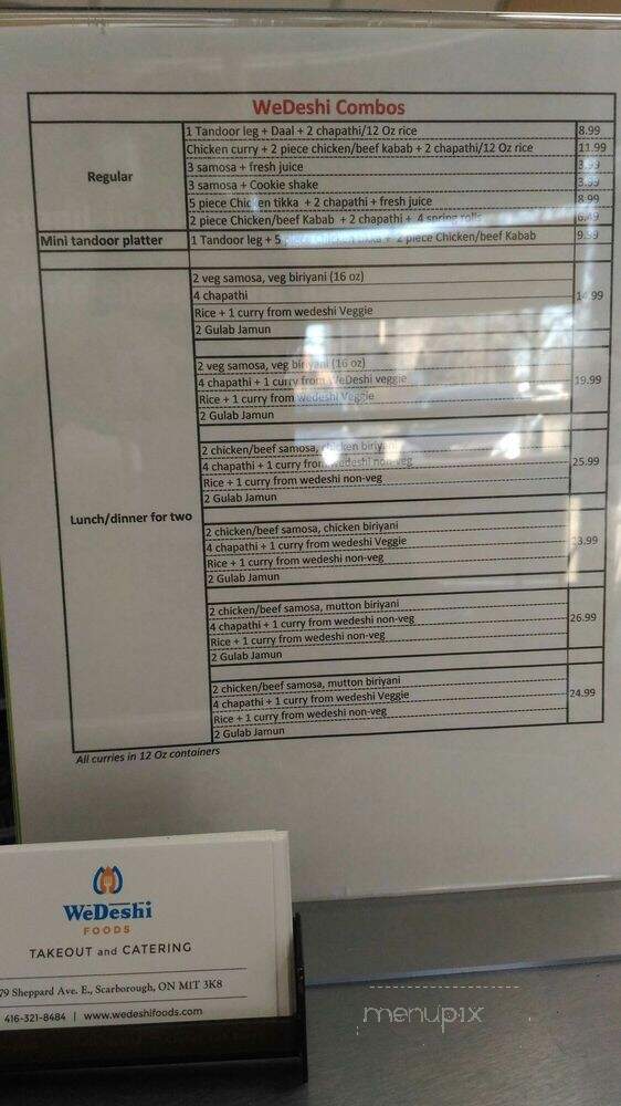 WeDeshi Foods - Toronto, ON menu_pic