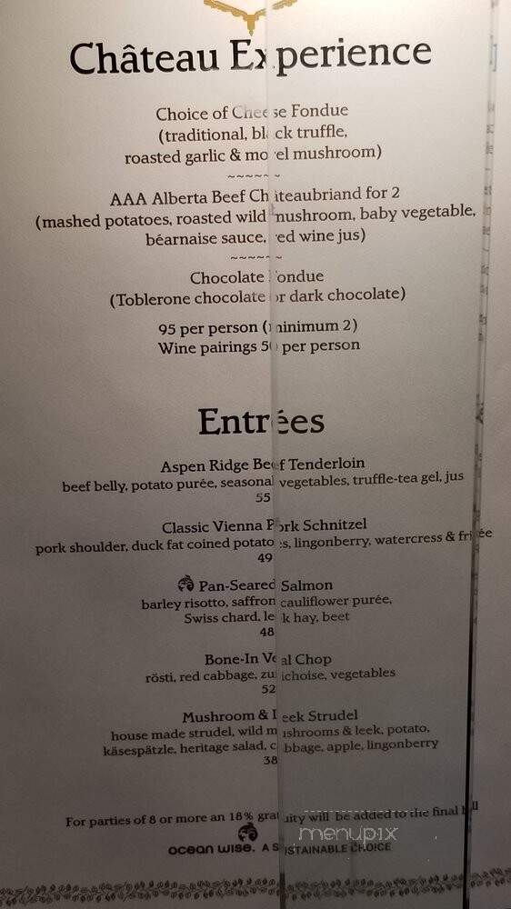 Walliser Stube - Lake Louise, AB menu_pic